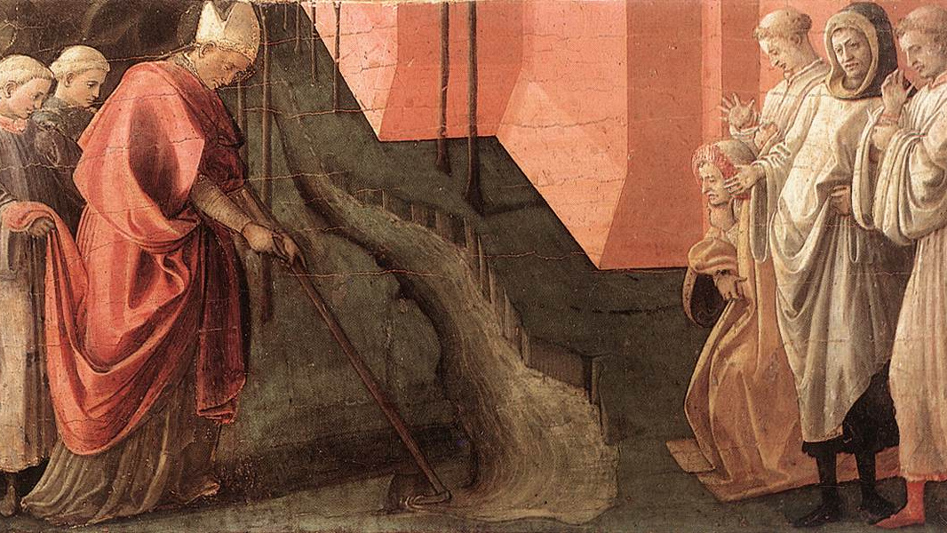 Филиппо Липпи. Святой Фредиан изменяет течение реки Серкио. 1437-1439