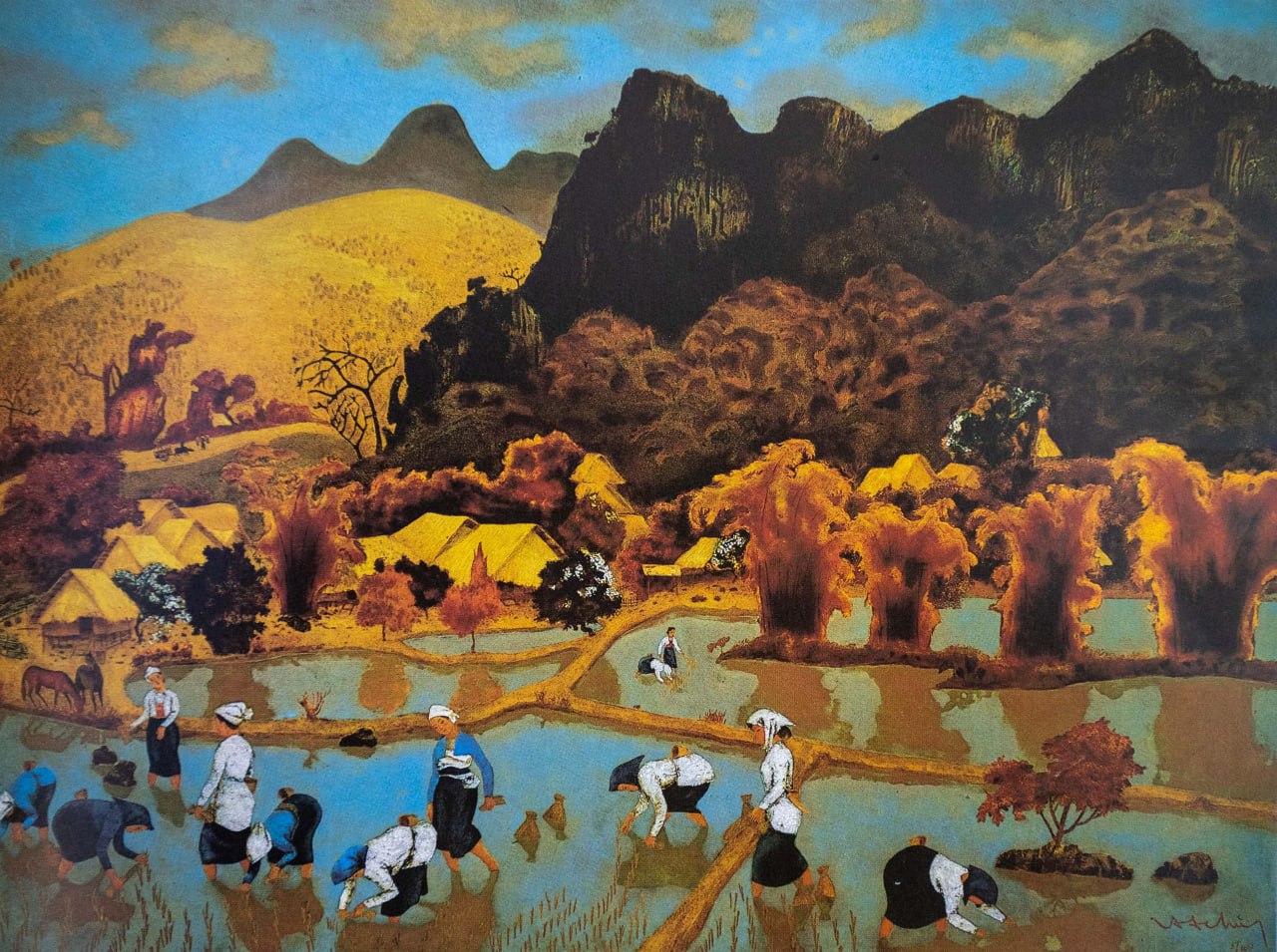 Хоанг Тик Тю. Бригада взаимопомощи за посадкой риса. Вьетнам. 1961 (Государственный музей искусств народов Востока, Москва)