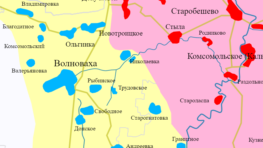 Волноваха. Карта Донбасса в августе 2014 года