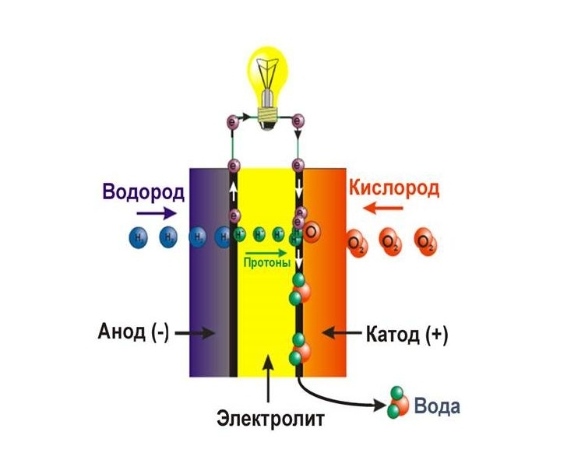 Схема работы мембраны дигидрофосфата цезия