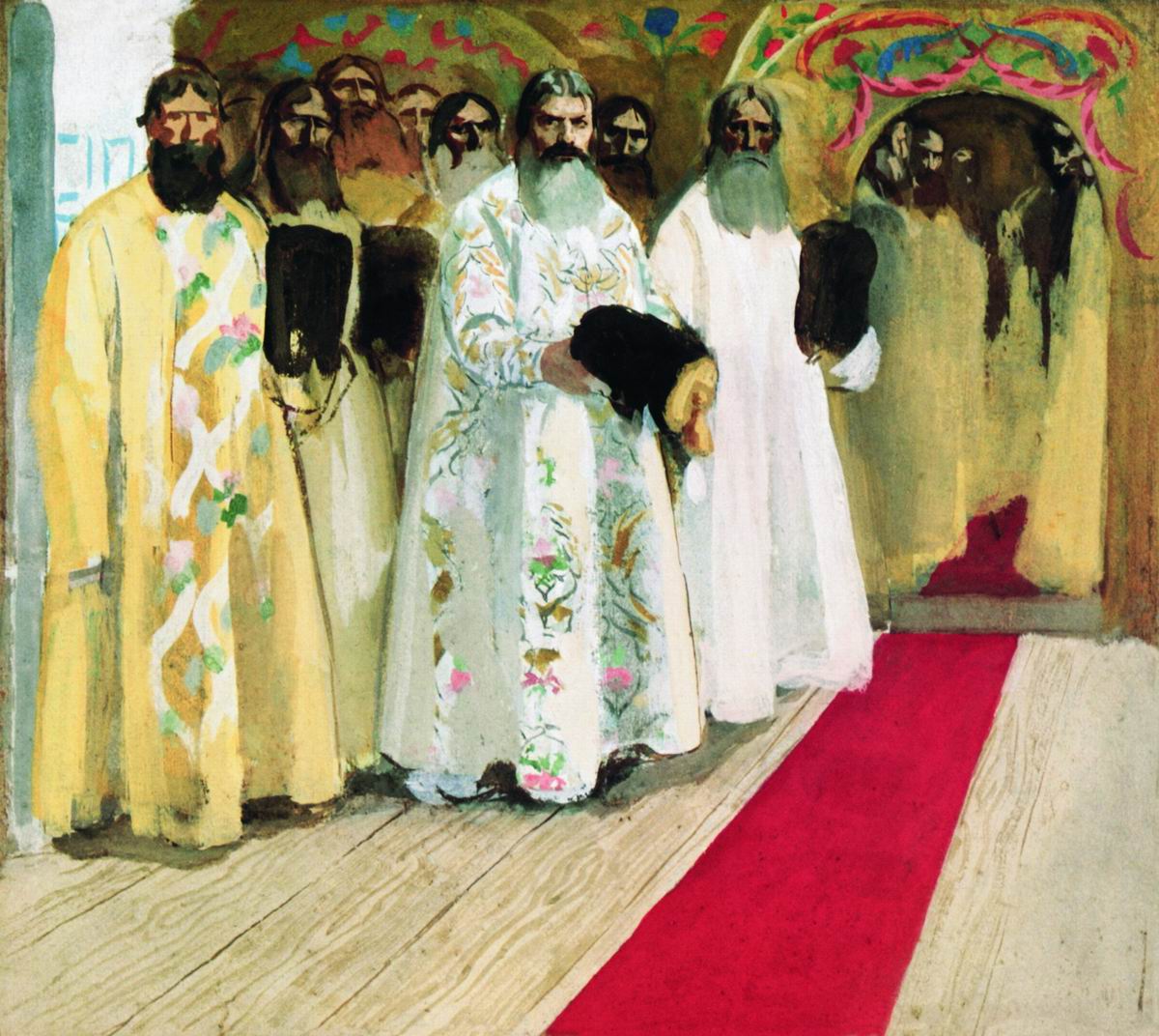 Андрей Рябушкин. Ожидают выхода царя (эскиз). 1901