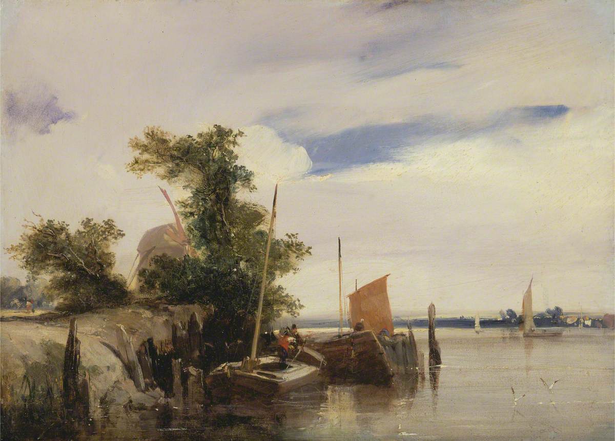 Ричард Паркс Бонингтон. Баржи на реке. 1826