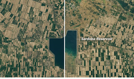 Сравнение фотографий Сардобинского водохранилища до и после катастрофы