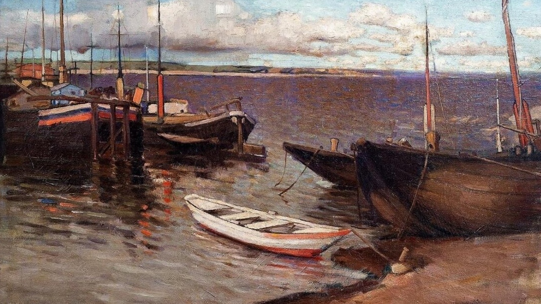 А. Б. Лаховсий. Лодки у причала. 1910