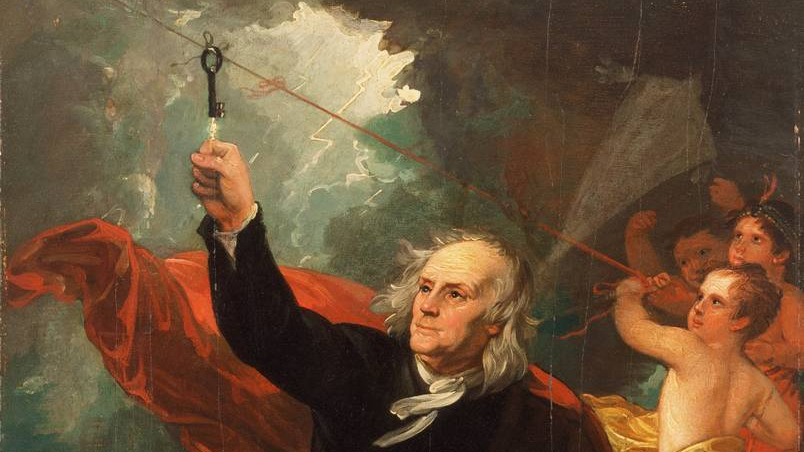 Бенджамин Уэст. Бенджамин Франклин получает электричество с неба (фрагмент). Ок. 1816