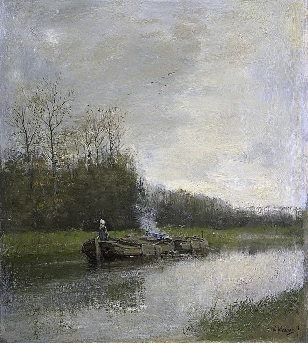 Антон Мауве. Перемещение по каналу. 1860-1888