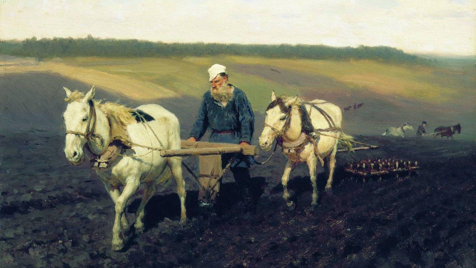 Илья Репин. Пахарь. Лев Толстой на пашне. 1887