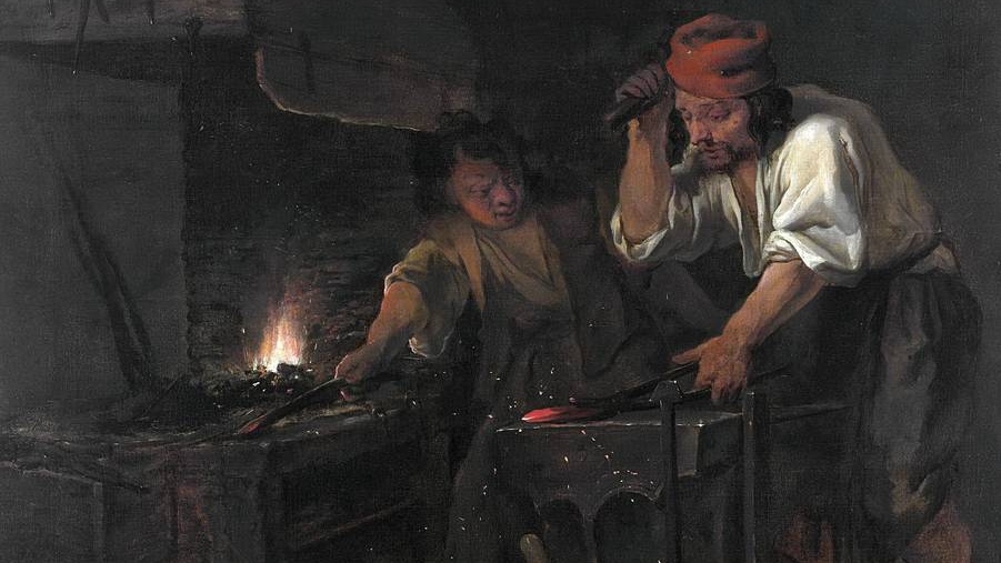 Габриель Метсю. Кузнец-оружейник. (фрагмент) 1650-1660