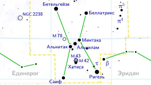 Карта созвездия Ориона