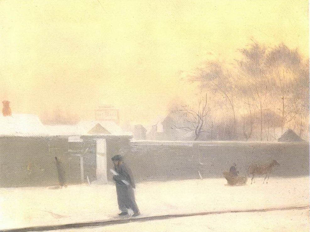 Павел Федотов. Зимний день (фрагмент). Начало 1851