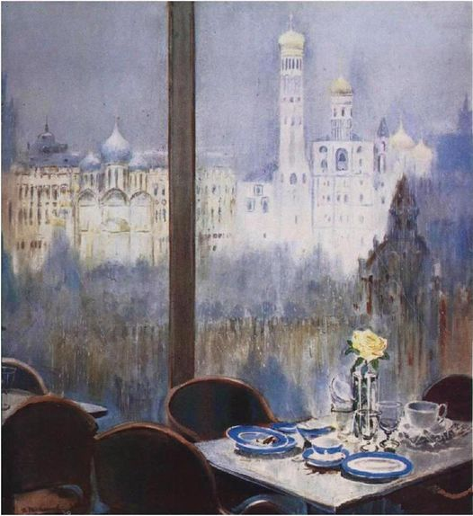 Ю. Пименов. Кафе и дождь. 1957