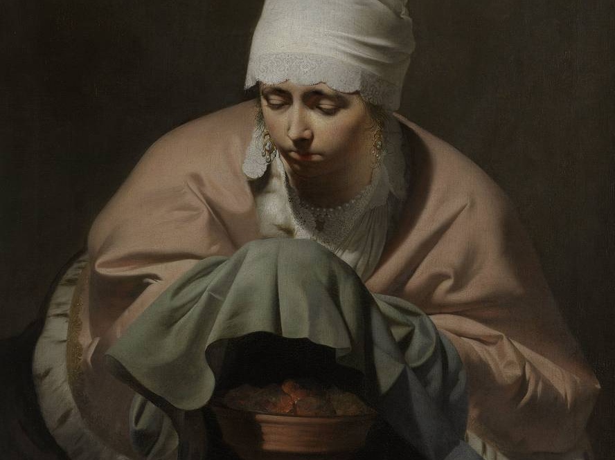 Цезарь ван Эвердинген. Женщина, согревающая руки над жаровней (фрагмент). 1644-1648