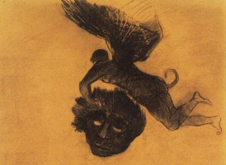 Одилон Редон. Дьявол поднял голову в воздух (фрагмент). 1876