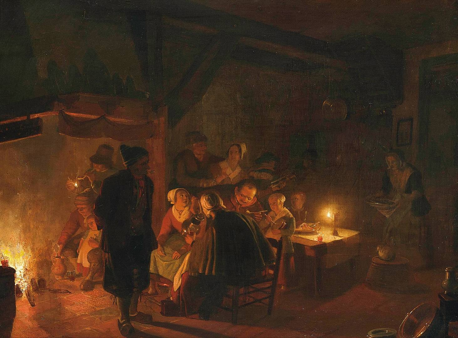 Ян Хендрик ван Гроотвельт. Семья ужинает при свете свечи. 1851