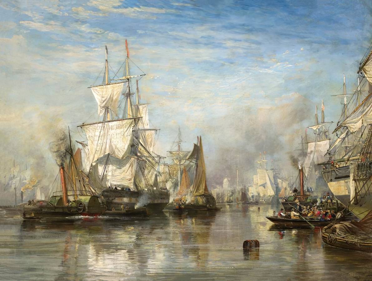 Сэм Боу. Лодки в гавани Лондона. 1859