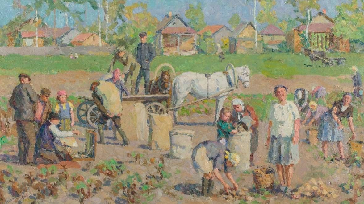 Марк Вайнштейн. Сбор урожая (фрагмент). 1949