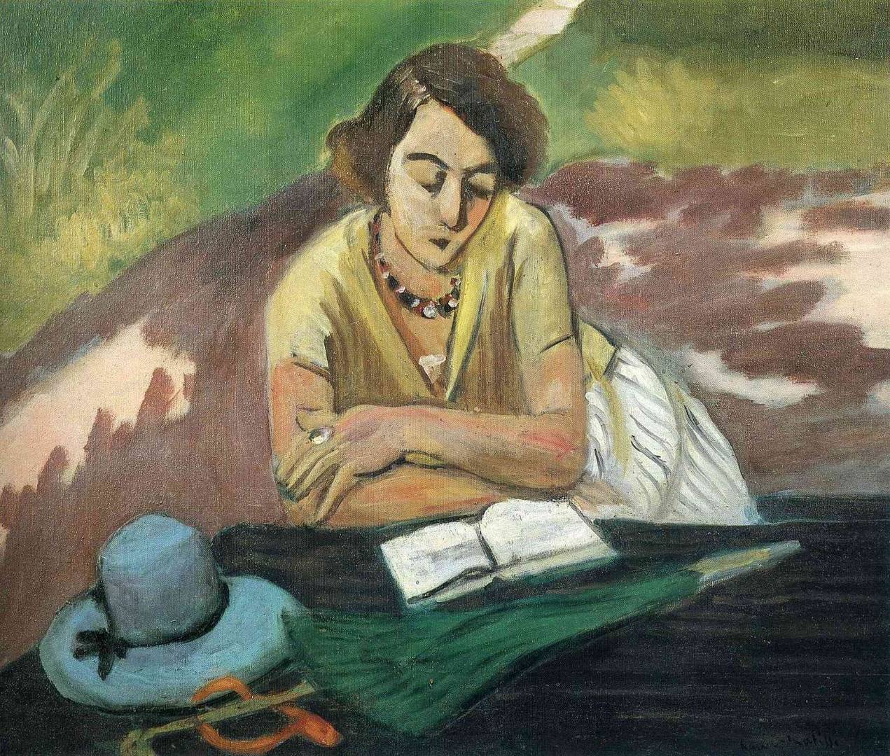 Анри Матисс. Читающая женщина с зонтиком. 1921