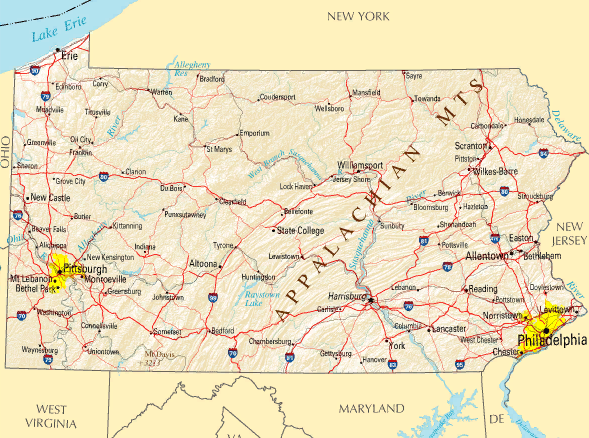 Пенсильвания на карте