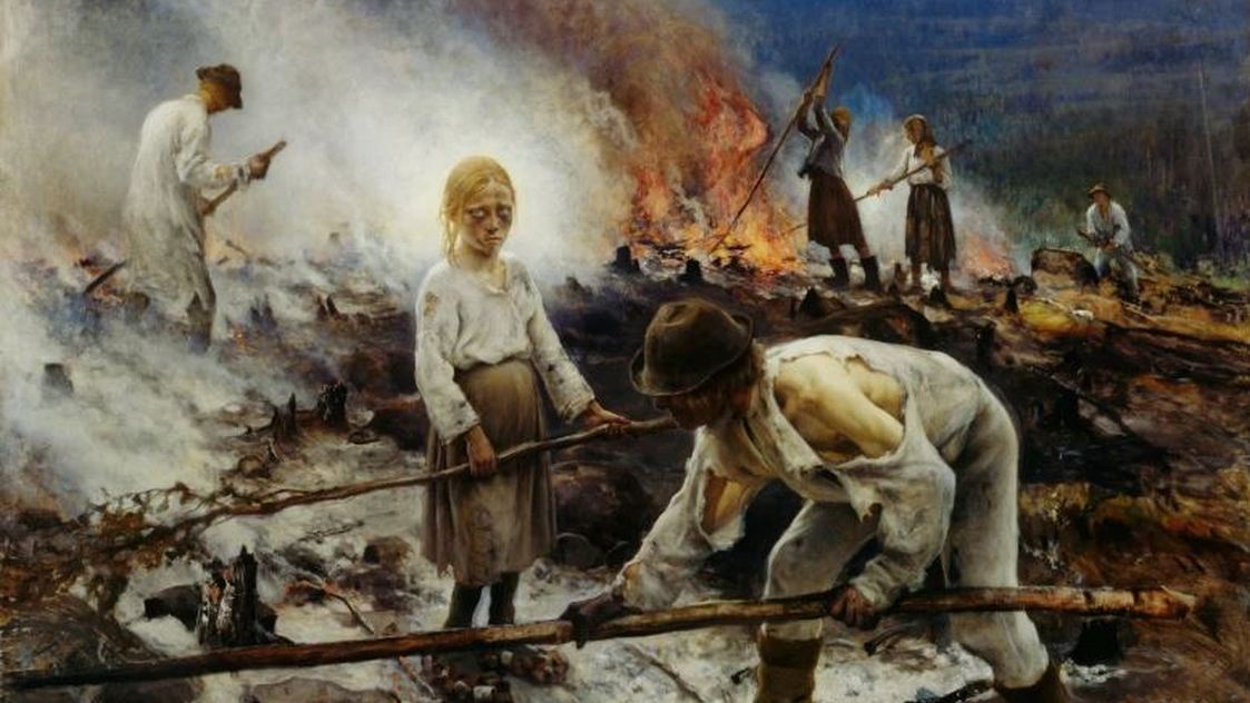 Ээро Ярнефельт. Сжигание сухой травы. 1893