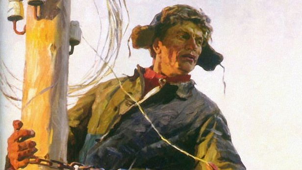 Фёдор Шапаев. Колхозный электрик (фрагмент). 1960