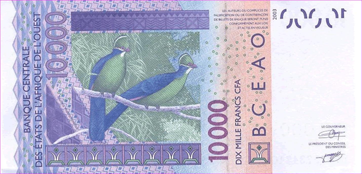 Банкнота 10 000 франков КФА