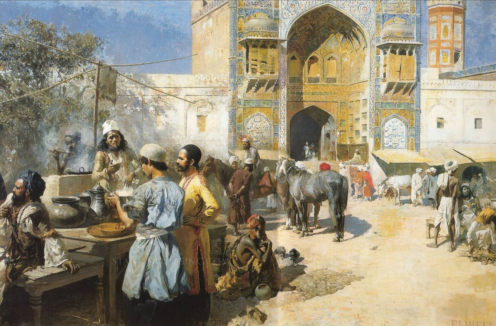 Эдвин Лорд Уикс. Закусочная под открытым небом в Лахоре. около 1889