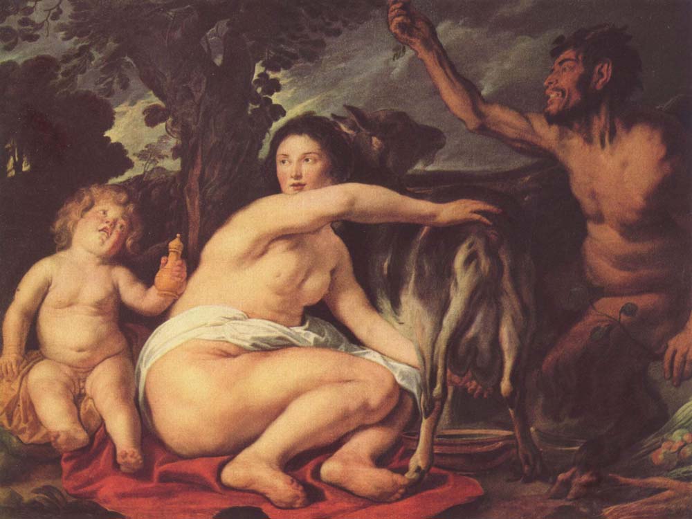 Йорданс Якоб. Кормление младенца Зевса молоком козы Амалтеи. ок.1630-1635