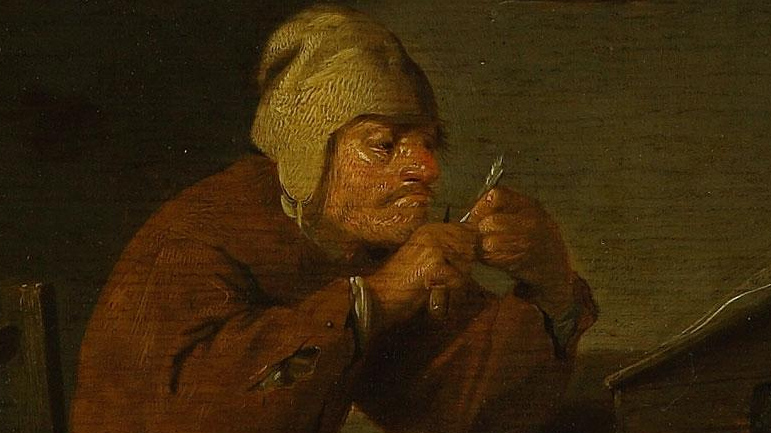 Неизвестный голландский мастер. Писец, чинящий перо (фрагмент). XVII век