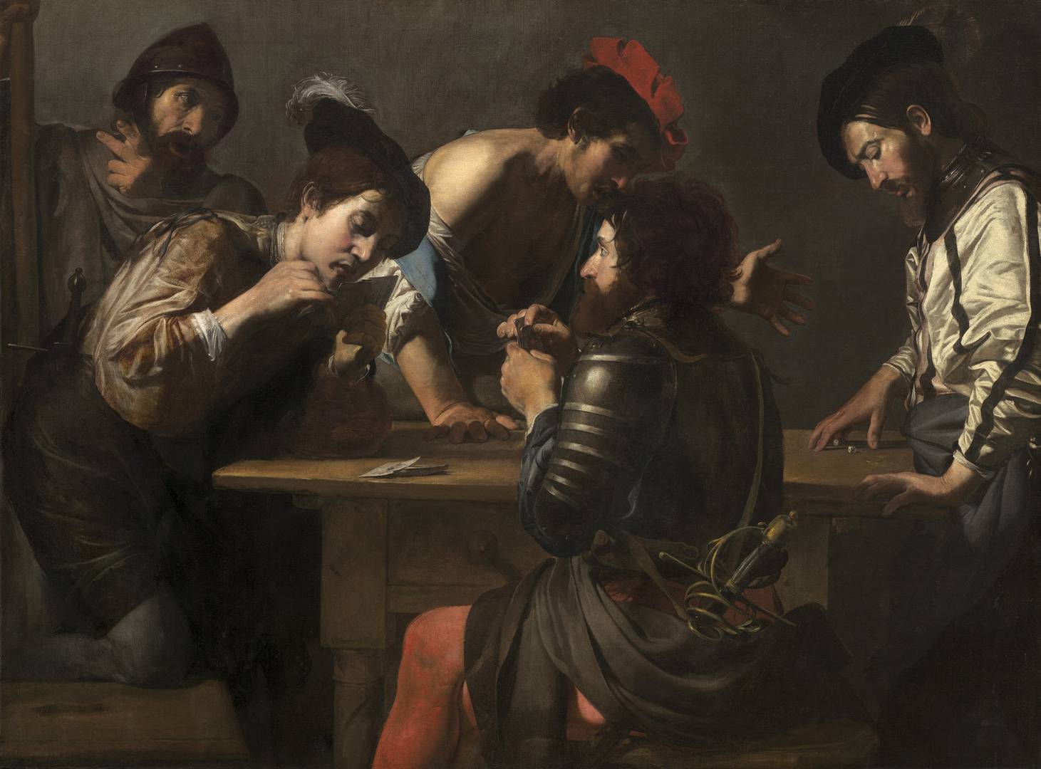 Валантен де Булонь. Солдаты, играющие в карты и кости (фрагмент). Ок. 1618-1620