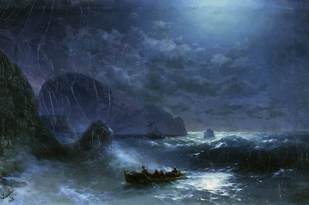 Иван Айвазовский. Буря на море ночью. 1895