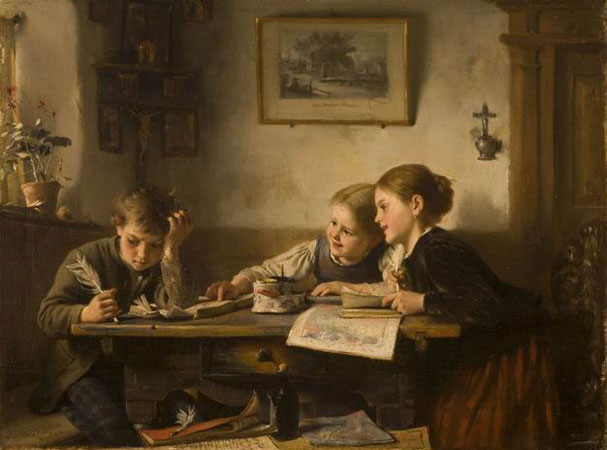 Шульце Франц. Приготовление уроков. XIX