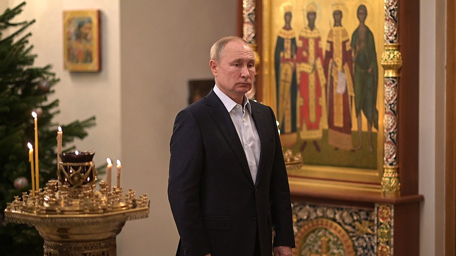 Президент РФ Владимир Путин на рождественском богослужении