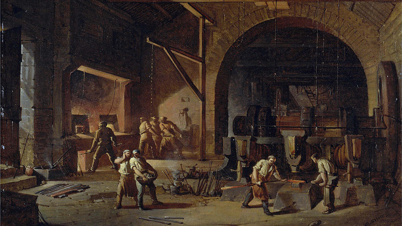 Годфри Сайкс. Интерьер металлургического завода. 1850