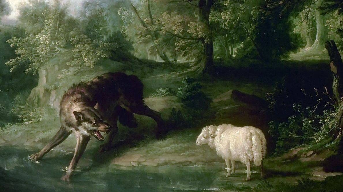 Волк и ягненок. Жан-Батист Удри. 1747 г. (фрагмент