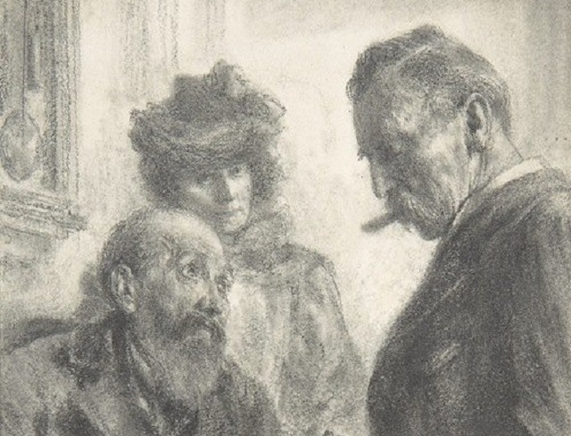 Адольф фон Менцель. Доктор и пациент (фрагмент). 1899