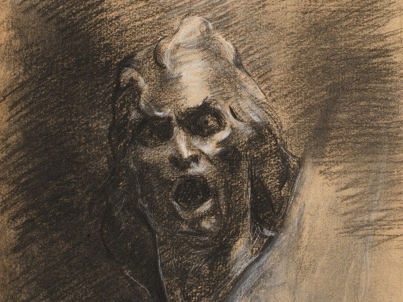 Виктор Сегофен. Голова мужчины с выражением ужаса (фрагмент). 1915