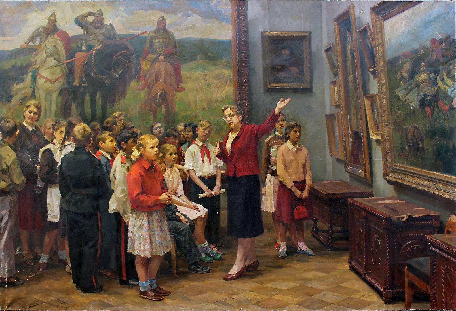 Дмитрий Пускин. Экскурсия в Третьяковской галерее. 1950-е