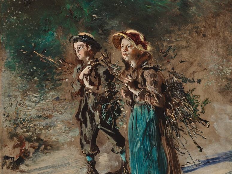 Антон Ромако. Дети с хворостом (фрагмент). XIX век