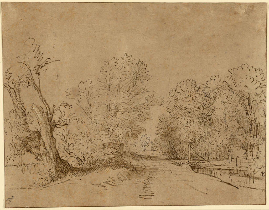 Рембрандт Харменс ван Рейн. Лесная дорога. 1650