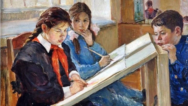 А. Г. Павлюк. В художественной студии. 1963