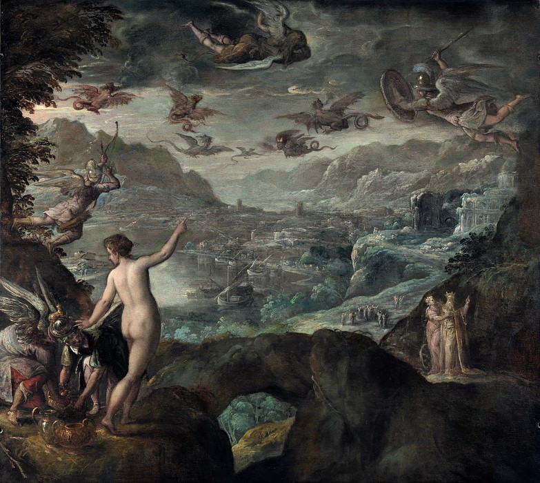 Паоло Фламминго (Пауль Франк). Пейзаж с изгнанием гарпий. Около 1590