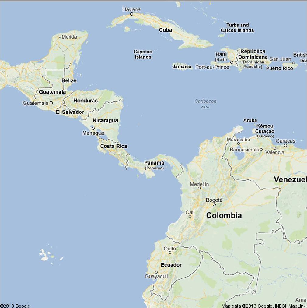 Расположение Коста-Рики на карте