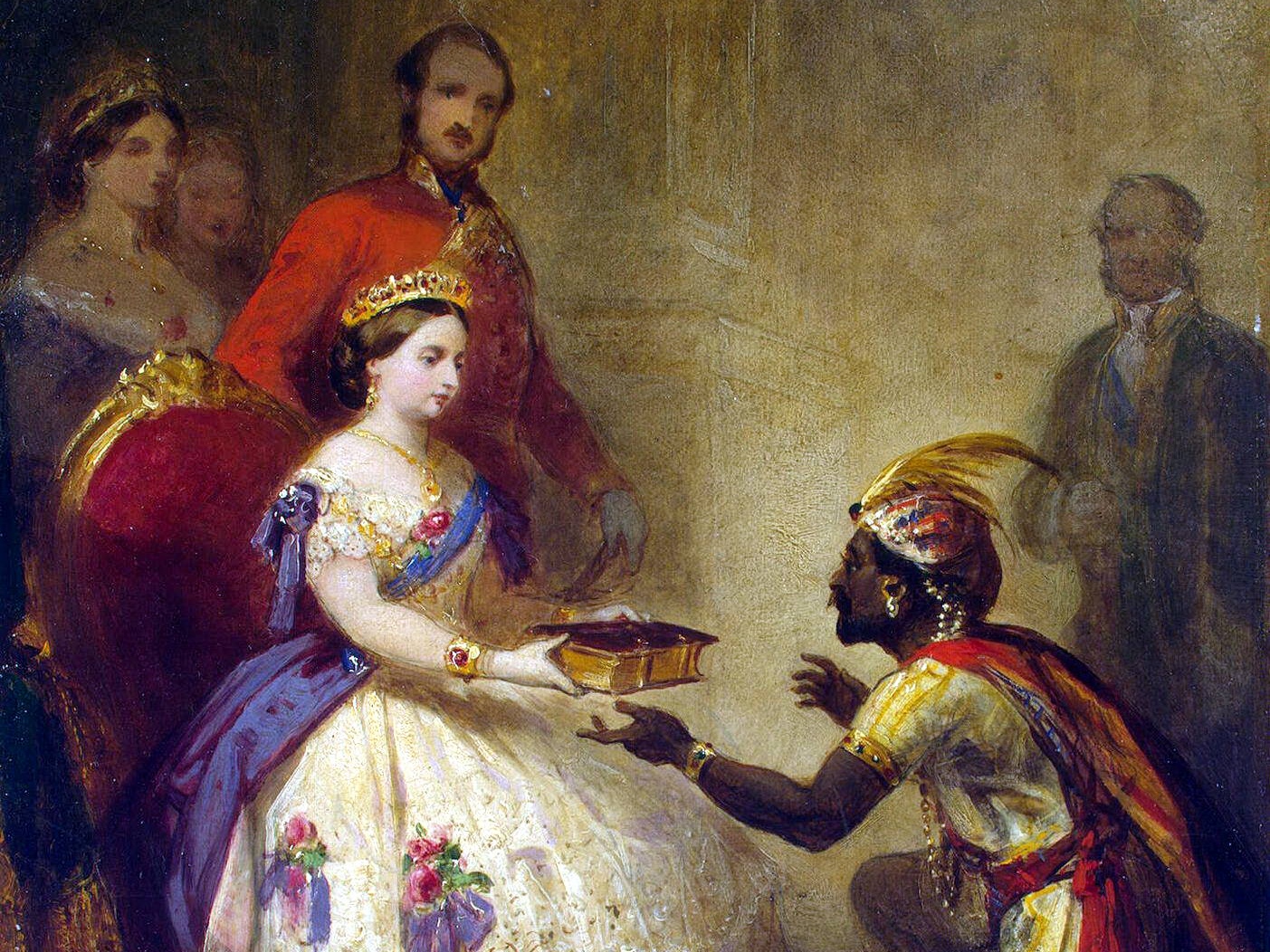 Томас Джонс Баркер. Королева Виктория вручает Библию африканскому вождю (фрагмент)