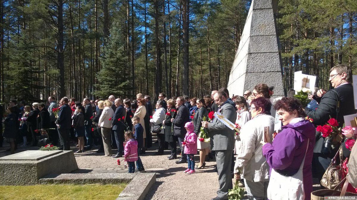 Возложение цветов на мемориальном кладбище полуострова Ханко, Финляндия. 09.05.2018