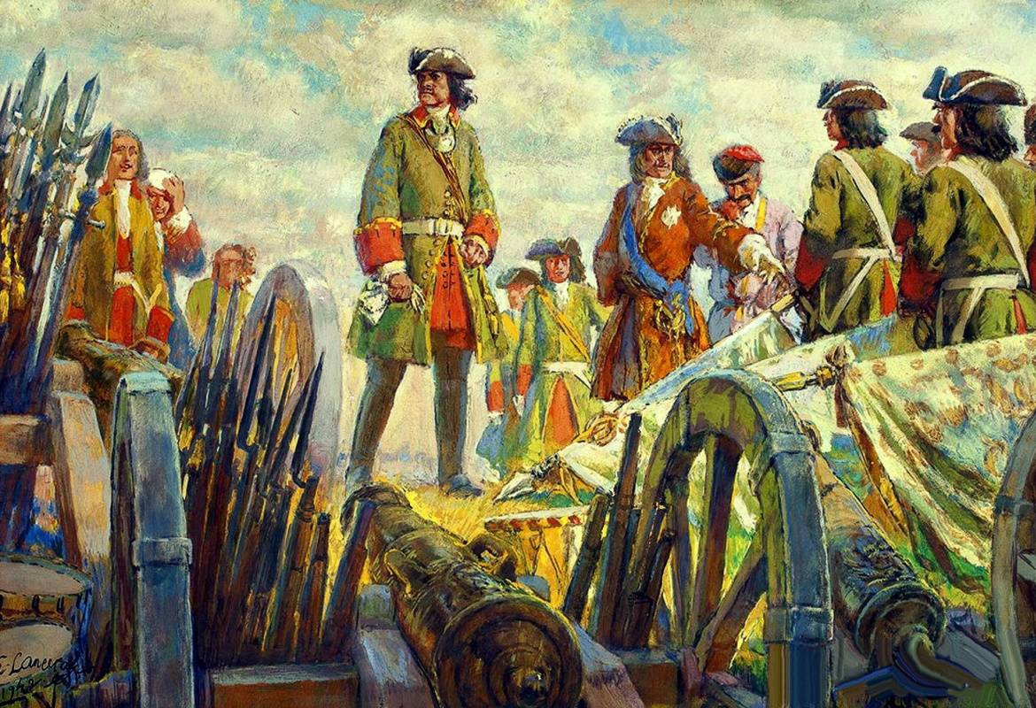 Евгений Лансере. Полтавская битва. Царь Петр на позициях артиллерии. 1912