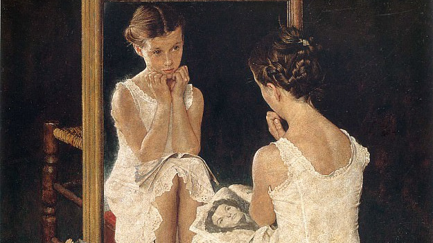 Норман Роквелл. Девочка и зеркало (фрагмент). 1954