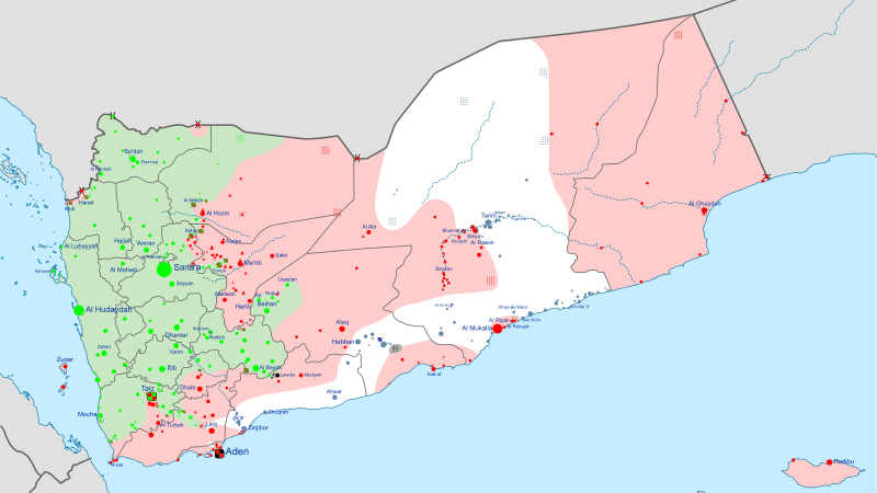 Йемен. Карта боевых действий гражданской войны