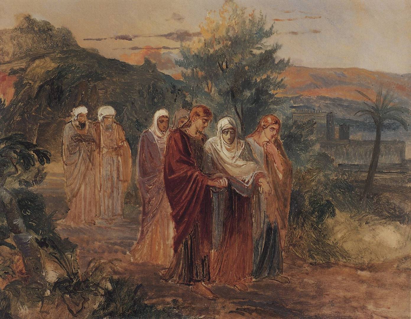 Возвращение с погребения Христа (эскиз), 1859