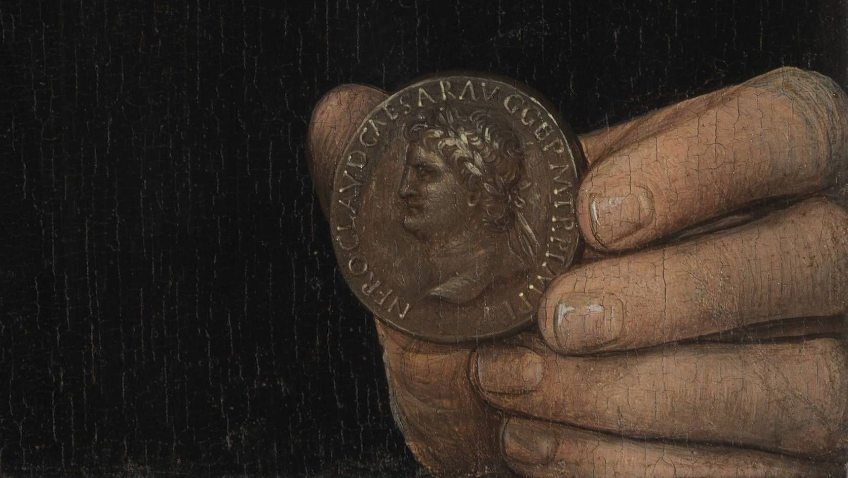 Ганс Мемлинг. Портрет мужчины с монетой императора Нерона (Бернардо Бембо) - фрагмент. До 1480