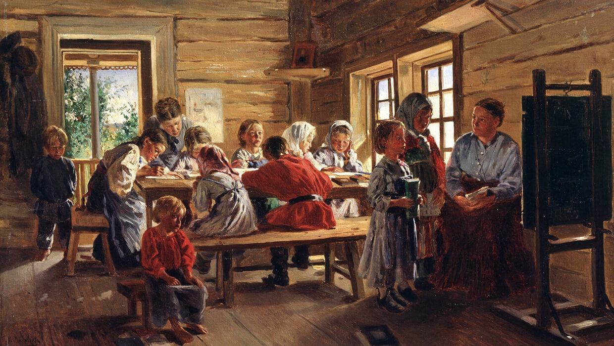 Владимир Маковский. В сельской школе. 1883